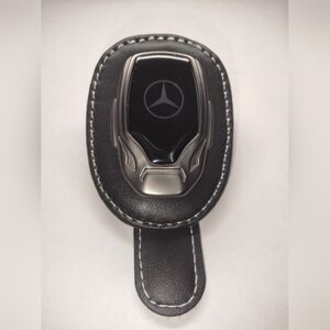 Mercedes Benz Sunglass Holder for Car with Logo Black PU Leather NWT